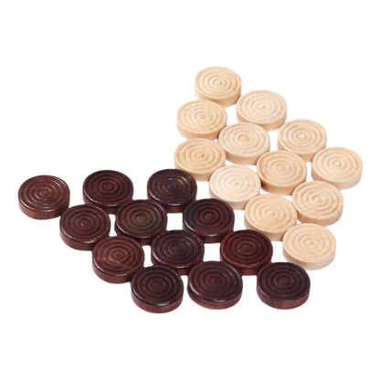 24x Round Wooden Checkers Pieces with Stackable Ridge Backgammon Pieces for Family Party Supplies Traditional Games Parts