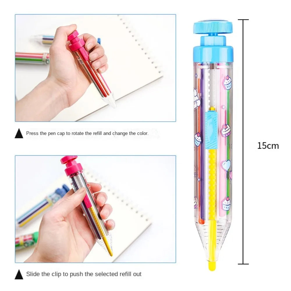 1Pc 8 In 1 Multicolor Crayons Creative Push Style DIY Replaceable Oil Pastel Colored Pencil for Kids Graffiti Painting Tools
