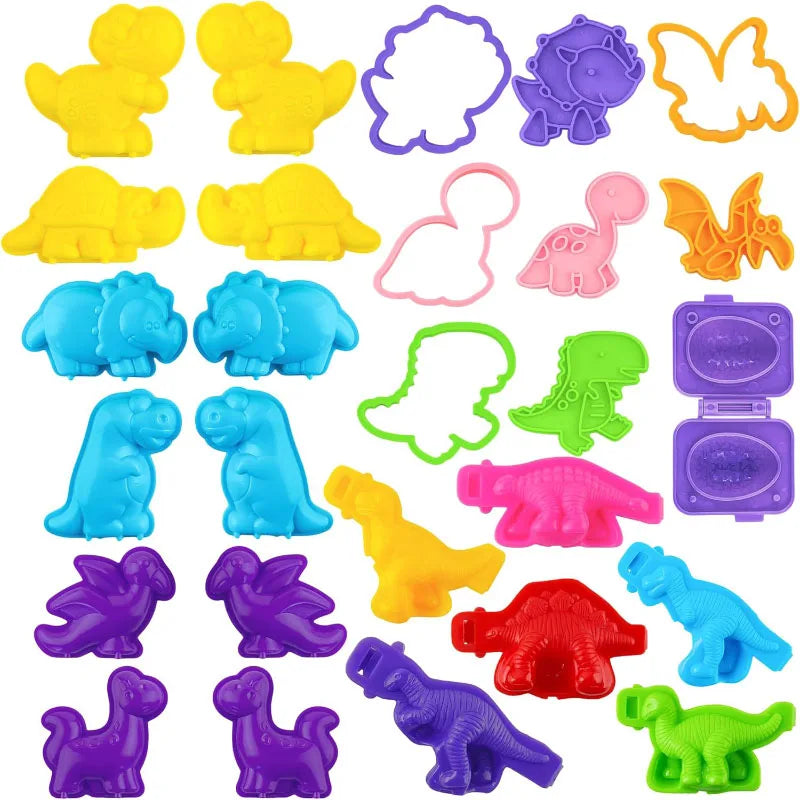 Cartoon Dinosaur Play Dough Mold Plasticine Toys Accessories for Kids Toddlers 3D Plastic Shapes Cutters Clay Playdough Tools
