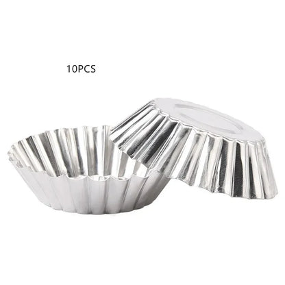 10pcs Egg Tart Molds Aluminum Cupcake Cake Cookie Lined Mold Mould Tin Baking Cups Kitchen Tool Reusable Nonstick Tartlets Hot
