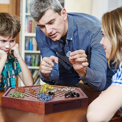 Wooden Chinese Checkers Set with Drawers - 72pcs Colorful Strategy Game for 6 Players, Family & Party Games, All Ages