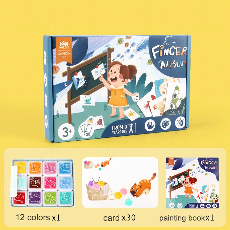 Children's Finger Print Ink Game Kindergarten DIY Graffiti Toys