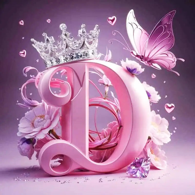 Huacan New Arrivals Diamond Painting Crown Letters  Full Drill Mosaic Butterfly Alphabet Art Wall Decor For Home Craft Kit