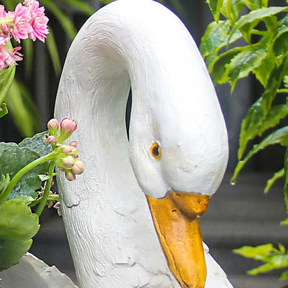 Swan-Shaped Bonsai Planter Animal Theme Garden Pot Roman Pillar Style Decoration Courtyard Landscape Ornament Elegant