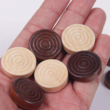 30Pcs/set Wooden Round Checkers Pieces For Backgammon Chess Game Accessories