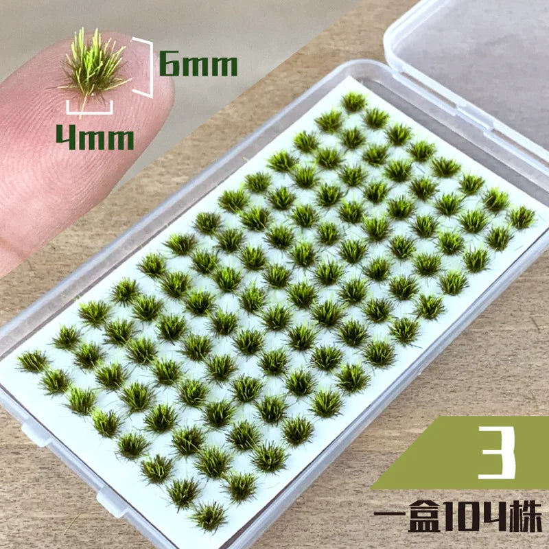 104Pcs Miniature Static Flower/Grass Tuft Plant Model Kit for Diorama Railway/Building/Garden Micro Landscape Model Making