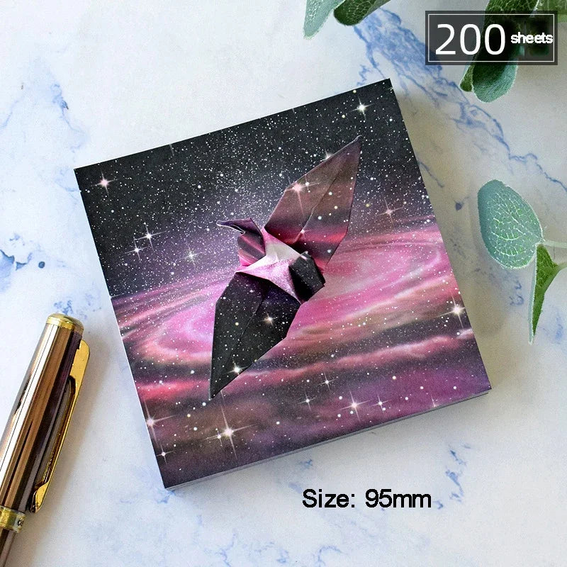 200-400Sheets Galaxy Outer Space Origami Paper Cranes Paper Decor Folded Origami Paper for Kids DIY Arts Christmas Craft Project