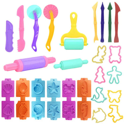 Playdough Tools Accessories for Kids Plastic Plasticene Toys with Animal Cutters Play Dough Mold Set Children Puzzle Party Faovr