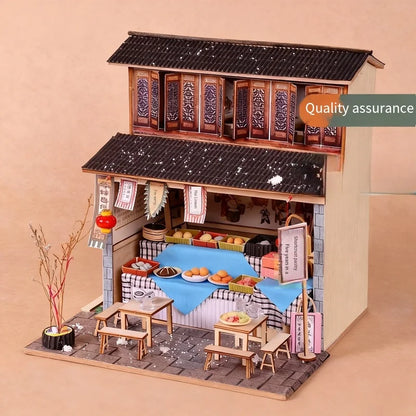 Japanese-Style DIY Miniature House – Wooden Hand-Assembled Loft Model, Complete DIY Mini House Craft Kit, Creative Birthday Gif