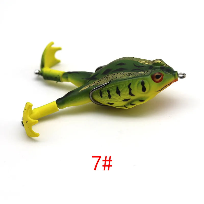 Topwater Frog Lure Bass Trout Fishing Lures Kit Set Realistic Prop Frog Soft Swimbait Floating Bait with Weedless Hooks