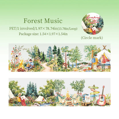 1 Roll Nature Camping Theme Scenic PET Tape for Scrapbooking DIY Collage Material Phone Case Notebook Decoration
