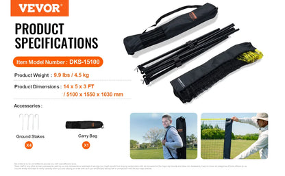 SucceBuy 10-17FT Badminton Net Height Adjustable Volleyball Net Wide Foldable Pickleball Net Portable Easy Setup Tennis Net Set