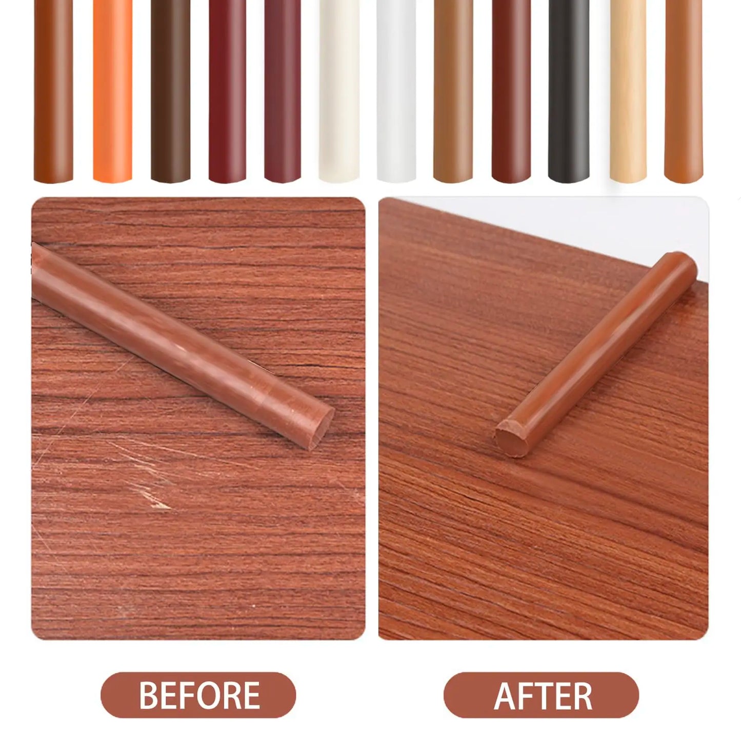12-Pack Wooden Furniture Repair Kit - Wax Crayons/Pens for Filling Scratches on Floors/Tables