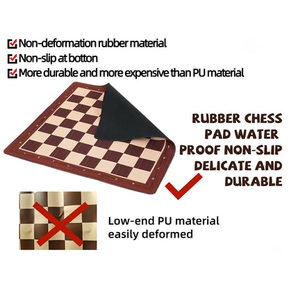 Large 48cm/18.9inch chess board, specially designed for competitions, foldable and rollable soft rubber chess checkers board