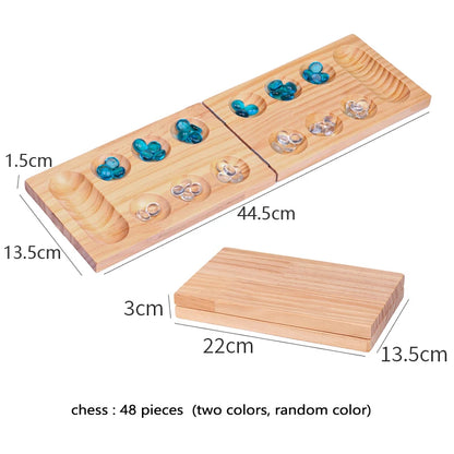 Mancala Board Game Set Family Games Multi Color Beads Ages 7+ Wooden Collapsible for Party Gift Adult Whole Family Boys Girls