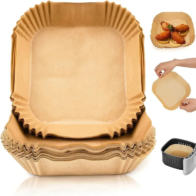 100/50pcs Non-Stick Air Fryer Disposable Paper Liners,Compatible with Most Air Fryer Models,Baking Sheets for Baking,Frying Food