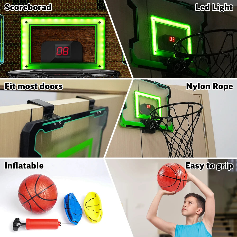 VATOS Mini Basketball Hoop Shooting Game Set Toy Electronic Score Board Auto Sound Light For Kids Teens Adults Indoor Games