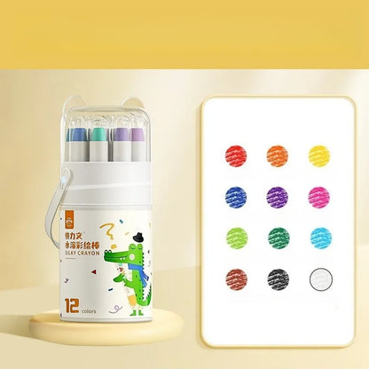 Water Soluble Crayons with Bear - Eared Bucket Packaging and Handle Silky Smooth Art Supplies Kids' Drawing & Coloring Tool Set