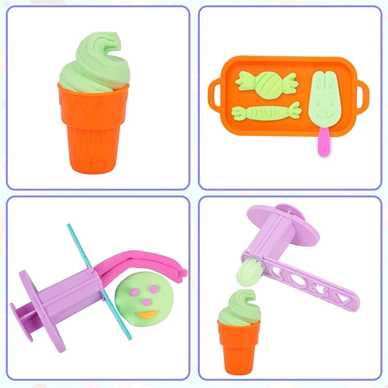 Funny Ice Cream Playdough Mold Kids DIY Toys 3D Rabbit Butterfly Popsicle Clay Dough Plasticine Mould Boys Girls Party Favor