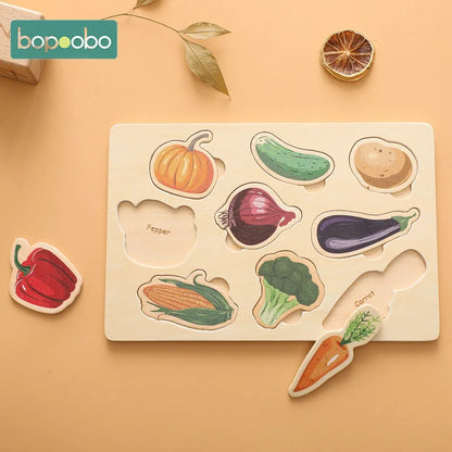 1pc Puzzles Matching Toys 3D Wooden Animals Montessori Puzzle Colorful For Children Training Cognitive Educational Learning Toy