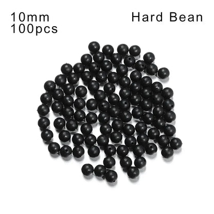 100pcs Fishing Beads Space Stopper Black 3mm-12mm Round Soft and hard beans Fishing Lures bait Hook Rig Accessories