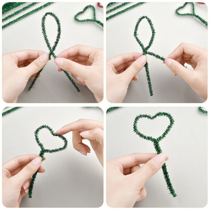 100pcs Glitter Chenille Stems Pipe Cleaners Plush Tinsel Stems Wired Sticks Kids Educational DIY Craft Supplies Toys Craft Xmas