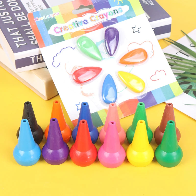 12pcs Non-toxic Children Safety Color Crayons 3D Finger Art Supplies