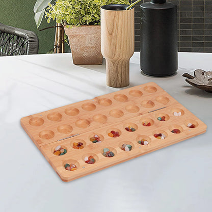 Classic Mancala Board Game with Colored Stones Timeless Strategy Game for Friends and Family with Folding Game Board