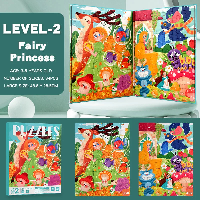 Kids Magnetic Wooden Puzzle Cartoon Pattern Busy Quiet Book Jigsaw Puzzles Game Kids Montessori Educational Toys for Children