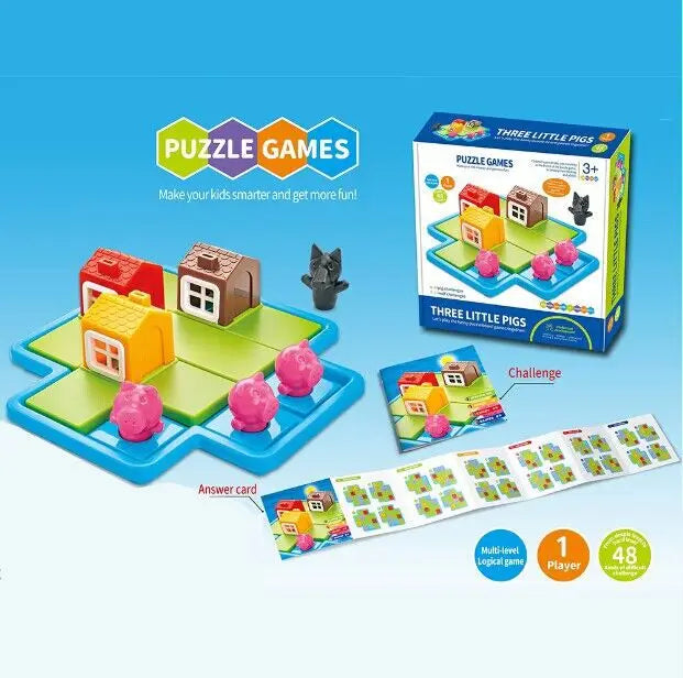 Children Educational Toy Cartoon Cute Three Piggies IQ Puzzle Toys Board Games