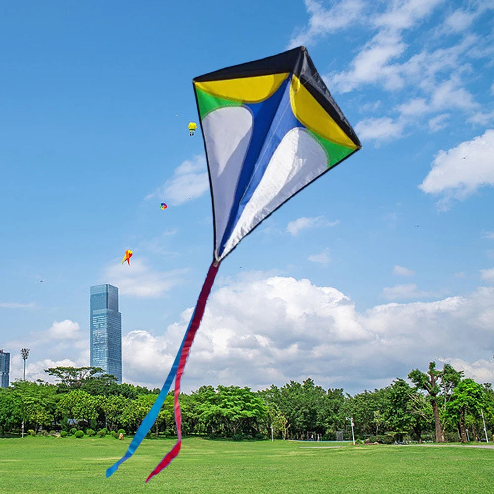 Single Line Kite with Long Tail Diamond Shaped Kite Easy To Fly Primary Stunt Kite Enhance Coordination for Boys Girls