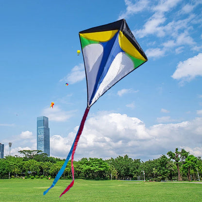 Single Line Kite with Long Tail Diamond Shaped Kite Easy To Fly Primary Stunt Kite Enhance Coordination for Boys Girls