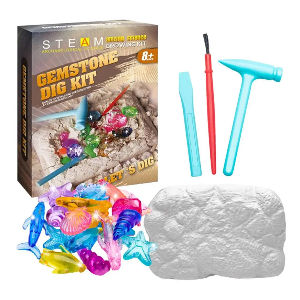 Gemstone Dig Kits For Kids Educational Toy Crystal Mining Archaeology Excavation Dig Gem Stones Children STEM Learning Gifts