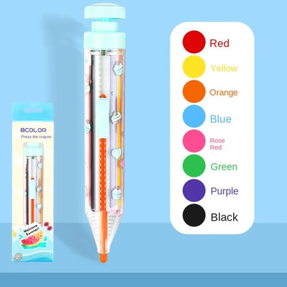 1Pc 8 In 1 Multicolor Crayons Creative Push Style DIY Replaceable Oil Pastel Colored Pencil for Kids Graffiti Painting Tools