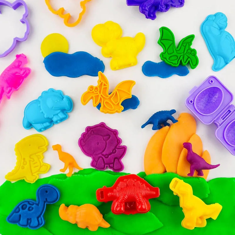 Cartoon Dinosaur Play Dough Mold Plasticine Toys Accessories for Kids Toddlers 3D Plastic Shapes Cutters Clay Playdough Tools