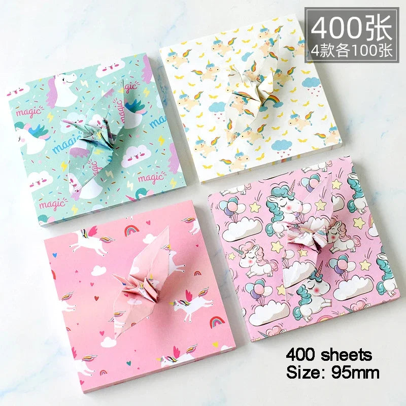 200-400Sheets Galaxy Outer Space Origami Paper Cranes Paper Decor Folded Origami Paper for Kids DIY Arts Christmas Craft Project