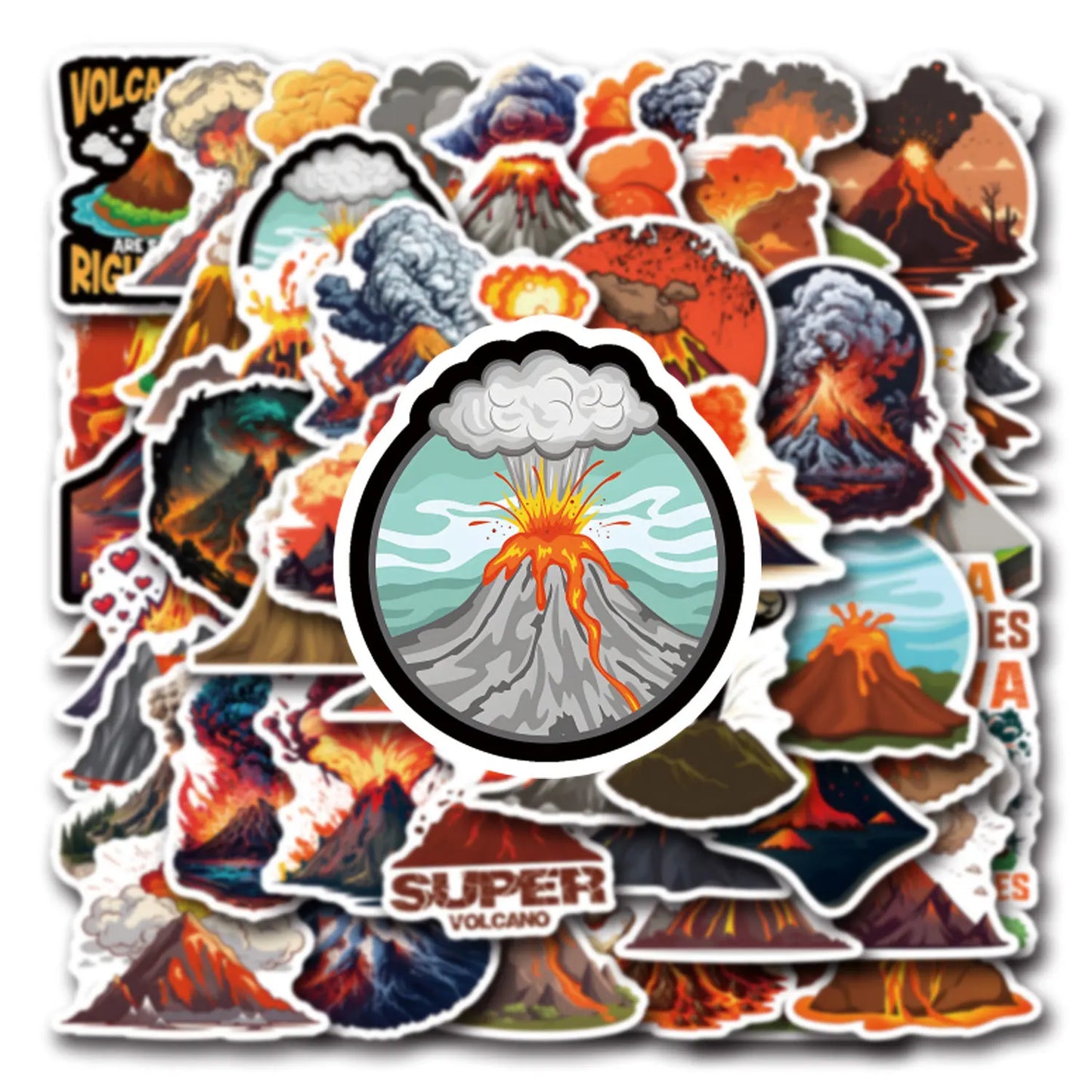 10/30/55PCS Fun Volcano Cartoon Sticker DIY Phone Laptop Luggage Skateboard Graffiti Decals Fun for Gift