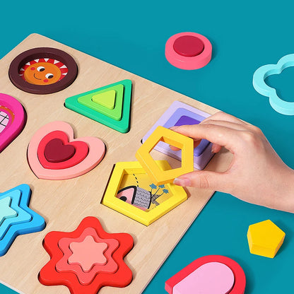 Toddlers 3D Wooden Puzzles Educational Toys Montessori Toys for Kids Educational Games Shape Intelligence Toys Children's Gifts