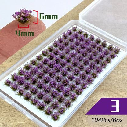 104Pcs Miniature Static Flower/Grass Tuft Plant Model Kit for Diorama Railway/Building/Garden Micro Landscape Model Making