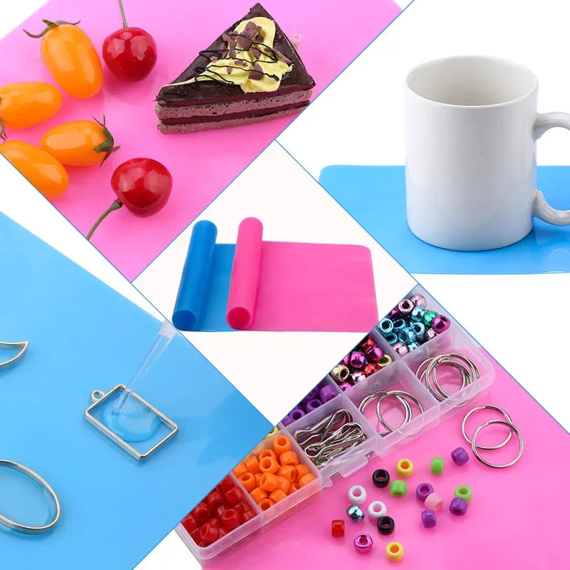 Silicone Mat for Resin Molds, 1 PCS 15.7" x 11.7" Playdough Mat, Silicone Mats for Crafts, Jewelry Resin Molds Mats, for Resin