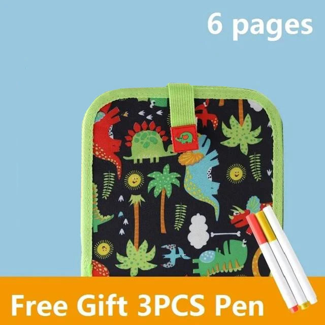 Erasable Kids Drawing Book Portable Montessori Painting Toys Blackboard Coloring Books Drawing Boards 6 Pages +3Pcs Pens