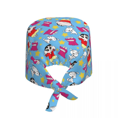 Custom Crayons Shin-chans Cute Anime Scrubs Cap Surgical Hats Women Men Operating Room Cap Nursing Cap Lab Works Hat