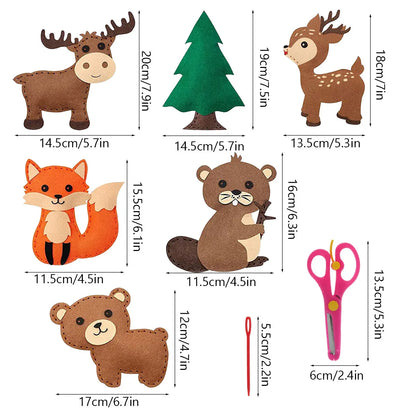 Woodland Animals Craft Kit Forest Creatures DIY Sewing Felt Plush Animals for Kids Early Educational Sewing Sensory Development