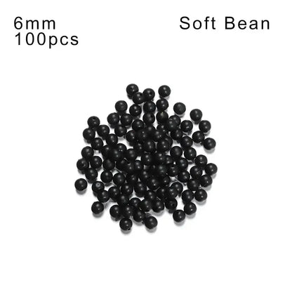 100pcs Fishing Beads Space Stopper Black 3mm-12mm Round Soft and hard beans Fishing Lures bait Hook Rig Accessories