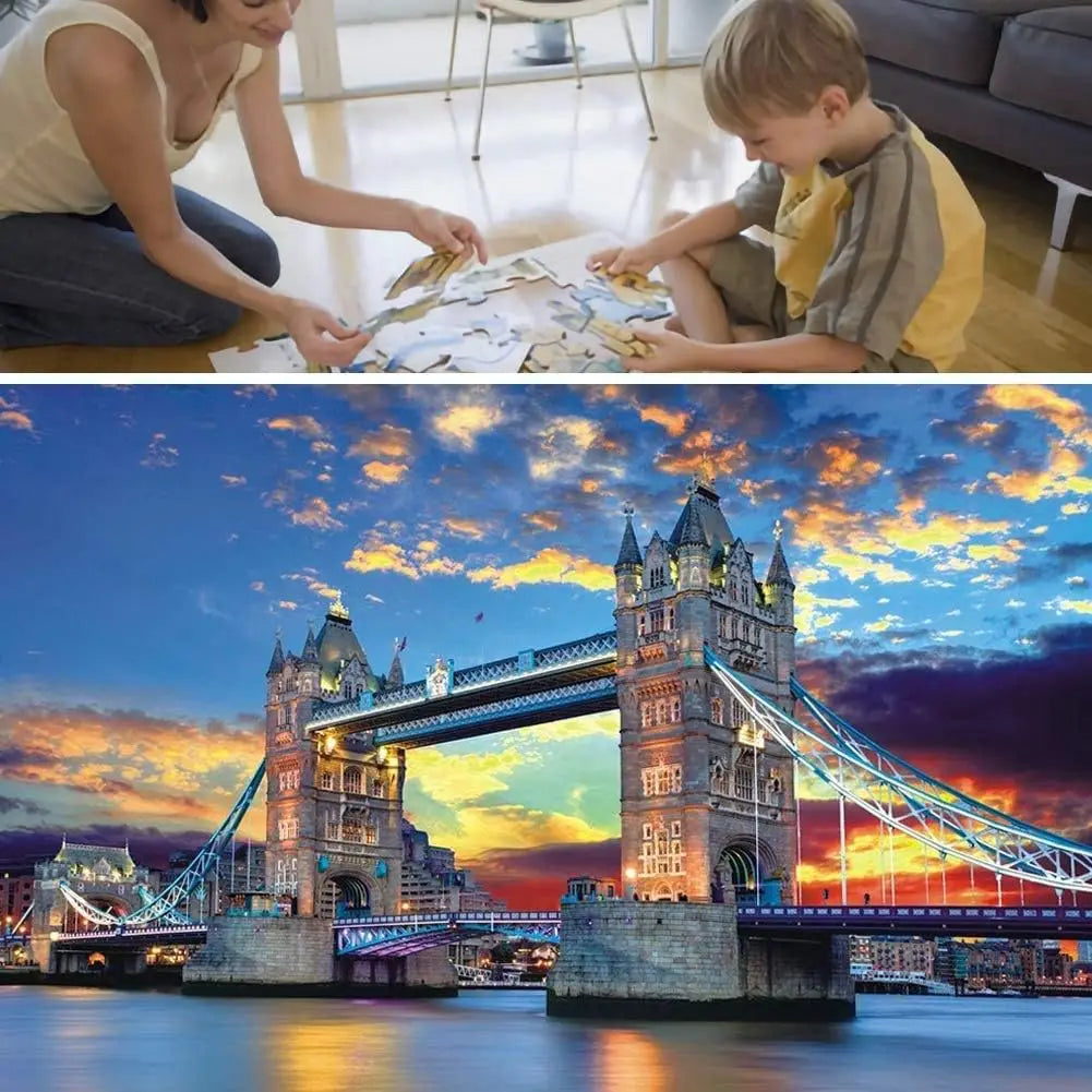 1000 Piece Famous Scenery Jigsaw Puzzle for Kids Adult London Tower Bridge Bridge Large Puzzle Game Toys Gift