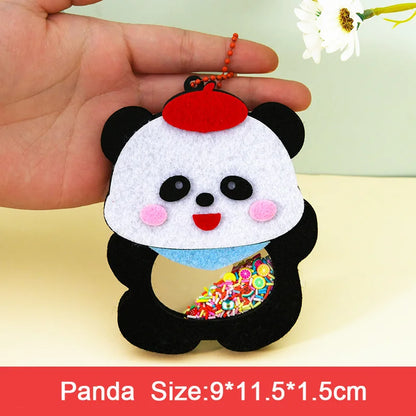 DIY Animal Shake Pendant Art Craft Kits for Kids Boys Girls Easy To Paste Non Woven Shaker with Chain Children Handmade Toys