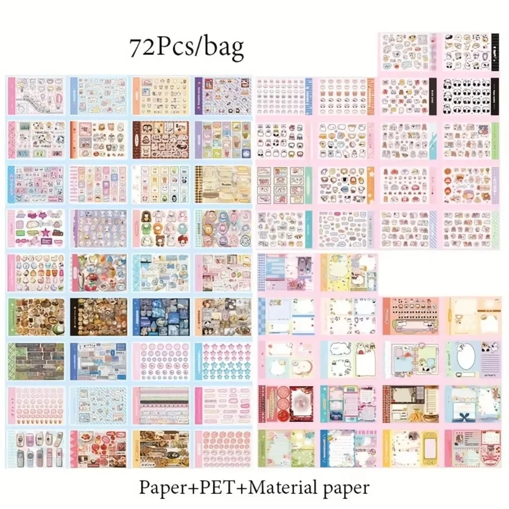 1500 sheets of various patterns mini theme cartoon retro style DIY planner decoration base scrapbook materials sticker art