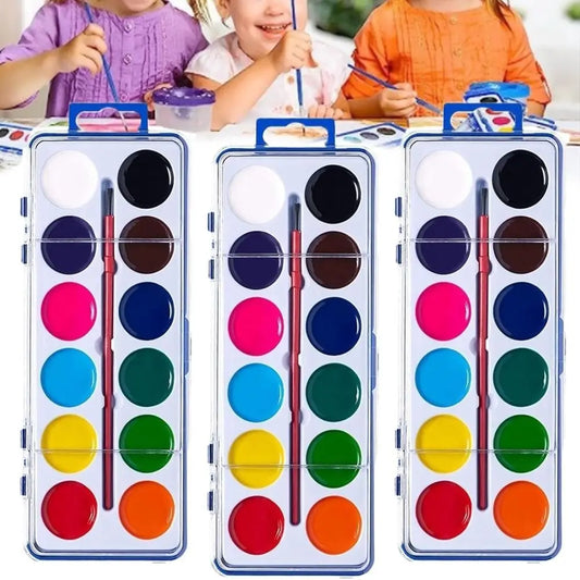 Washable Watercolor Paint Set With Water Brush Pen Portable Watercolor Paint Palette 8/12/16 Colors Water Color Paints for Kids