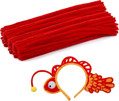 200 Pieces Pipe Cleaners Chenille Stems for Christmas Supplies Decorations, 11.81 Inches by 6 mm, Red and Green