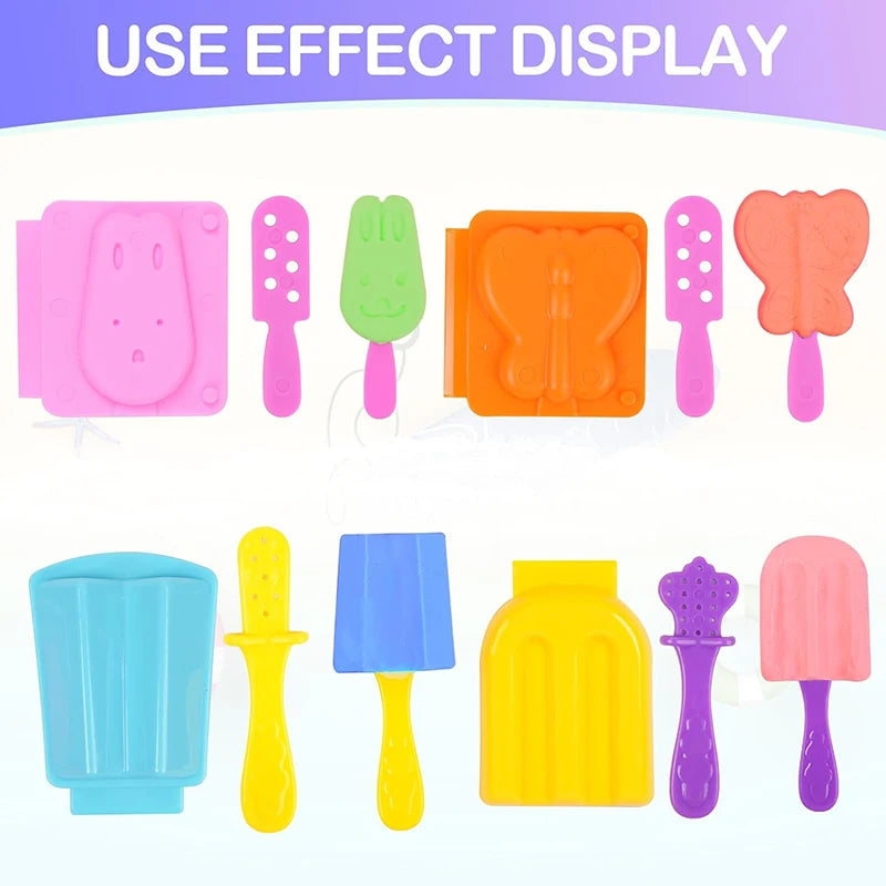 Funny Ice Cream Playdough Mold Kids DIY Toys 3D Rabbit Butterfly Popsicle Clay Dough Plasticine Mould Boys Girls Party Favor